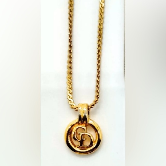 DIOR Gold Tone Pendant Necklace